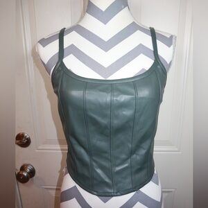 Kirious Green Faux Leather Crop Top Size Medium